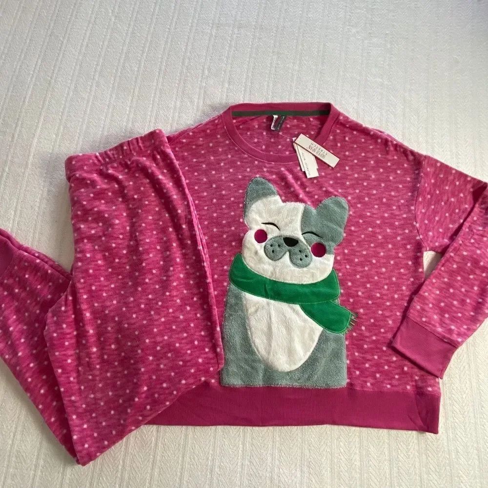 Jaclyn Intimates Women’s Large Cool Dog Plush 2pc Pajama Set